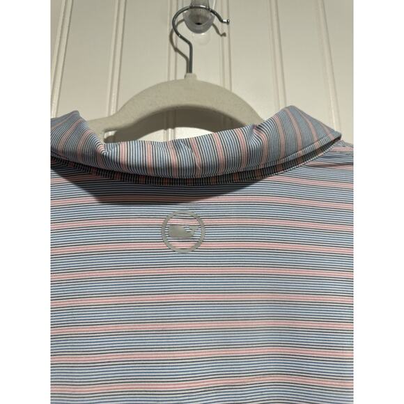 Vineyard Vines Striped On The Go Sankaty Polo Shirt Blue Pink Mens 2X Tall - Picture 5 of 5